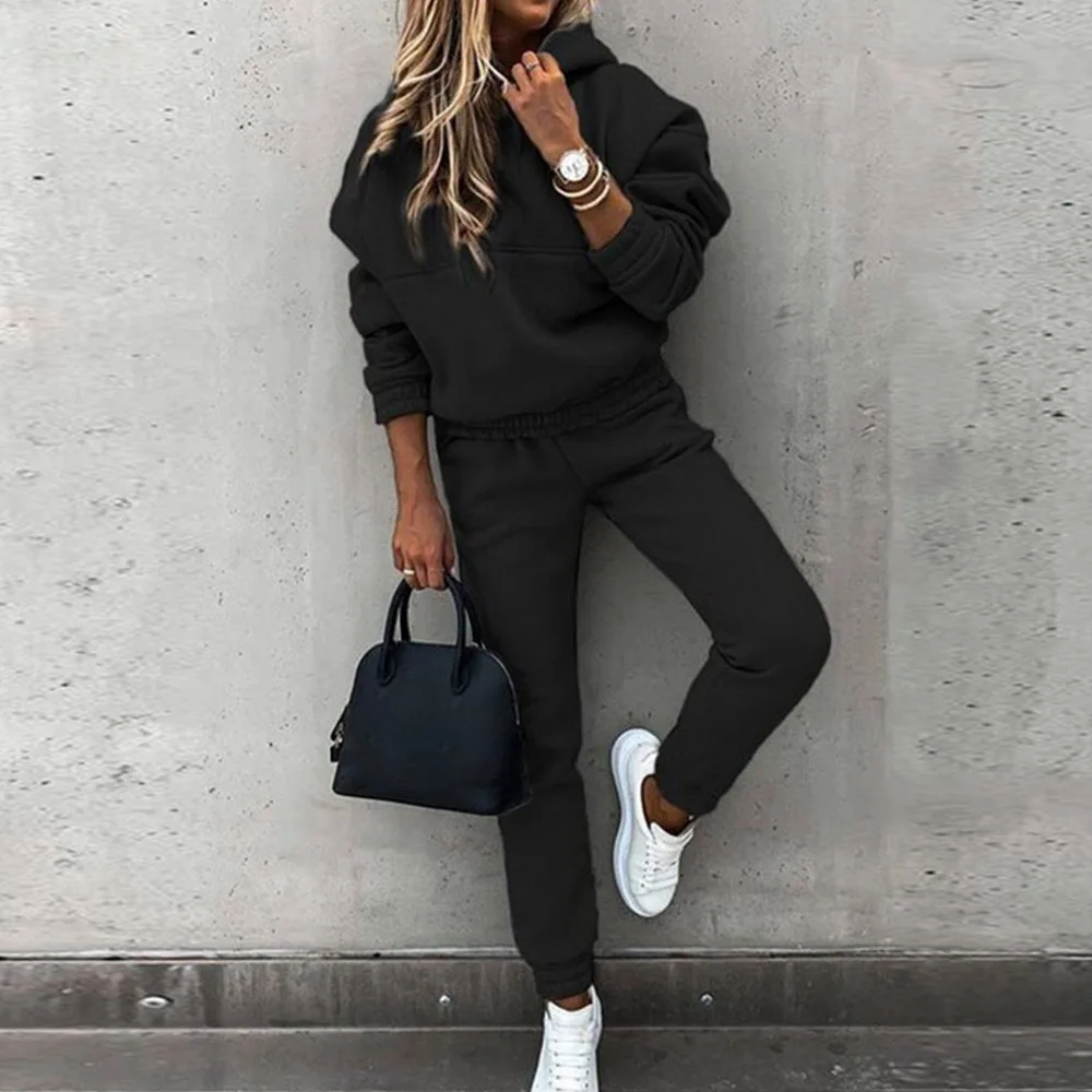 2 Piece Set Women Tracksuit Hooded Sweatshirt Pants Sets Long Sleeve Tops Suit Fashion Female Outfit Sportswear Hoodies Set