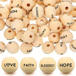 40 Stuks Woorden Kralen Inspirerende Houten Kralen Begroeting Woorden Kralen Hoop Geloof Liefde Gezegende Begroeting Woorden Bericht Kralen Voor Diy