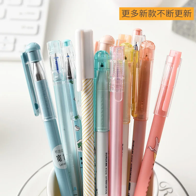 Erasable Hot Erasable Gel Pen 0.38mm Needle Tube Blue Korean Style Fresh Writing Pen for Primary School Students