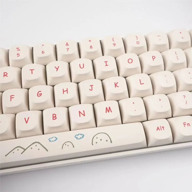 귀여운 그래피티 129 키, 게이밍 기계식 키보드용, XDA 프로필, 베이지, 61, 64, 68, 84, 87, 98, 100/104 키 캡, 카와이