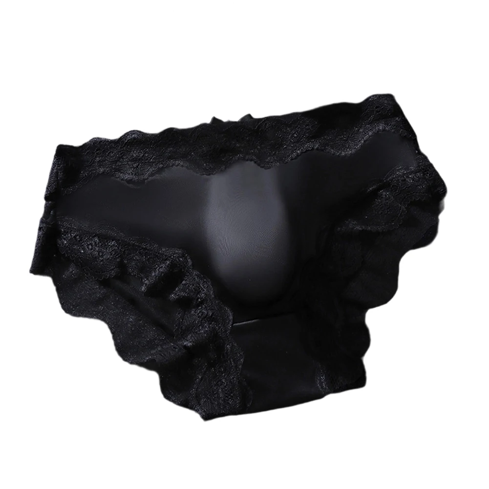 Men's Lace Ice Silk Briefs Underwear For Man 3D Bulge Pouch Sexy Lingerie High Elastic Extreme Men's Panties Underpants Fashion