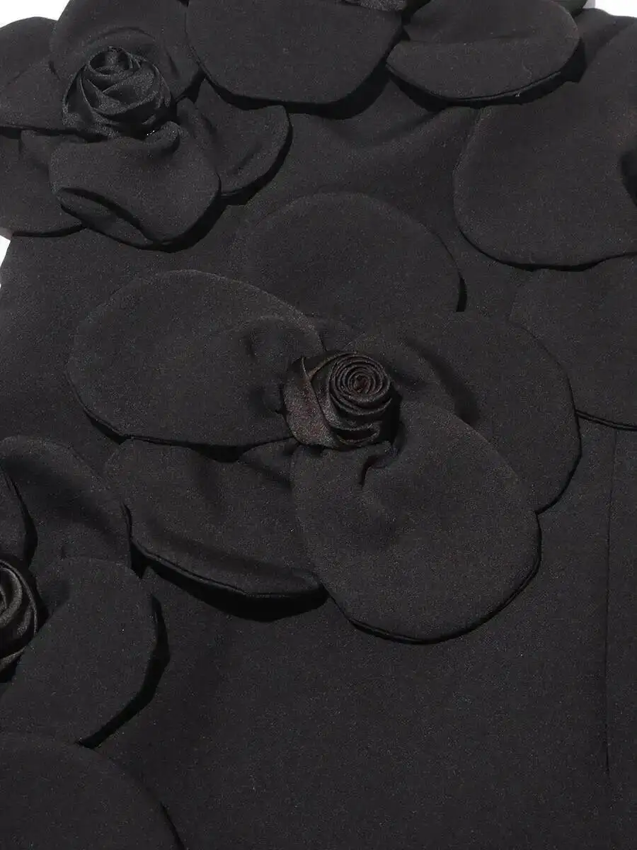 Patchwork Appliques Mini Dresses For Women Diagonal Collar Sleevelss Spliced Lace Up High Waist Dresses Female New VTL2