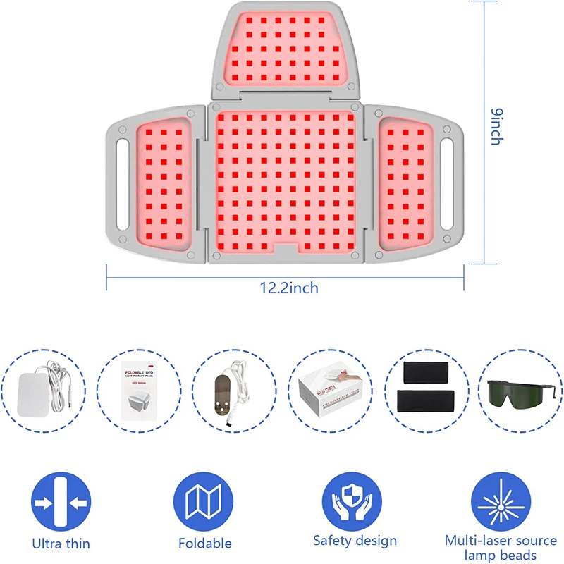 KTS Foldable Red Light Therapy Panel for Body Pain Relief 630/660nm&880nm for Knee Arthritis Shoulder Back Hand Muscle Relief