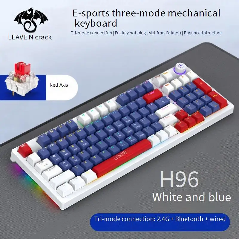 Teclado mecánico tricodo de intercambio en caliente H96, junta personalizada, teclado inalámbrico RGB para juegos para Win Mac