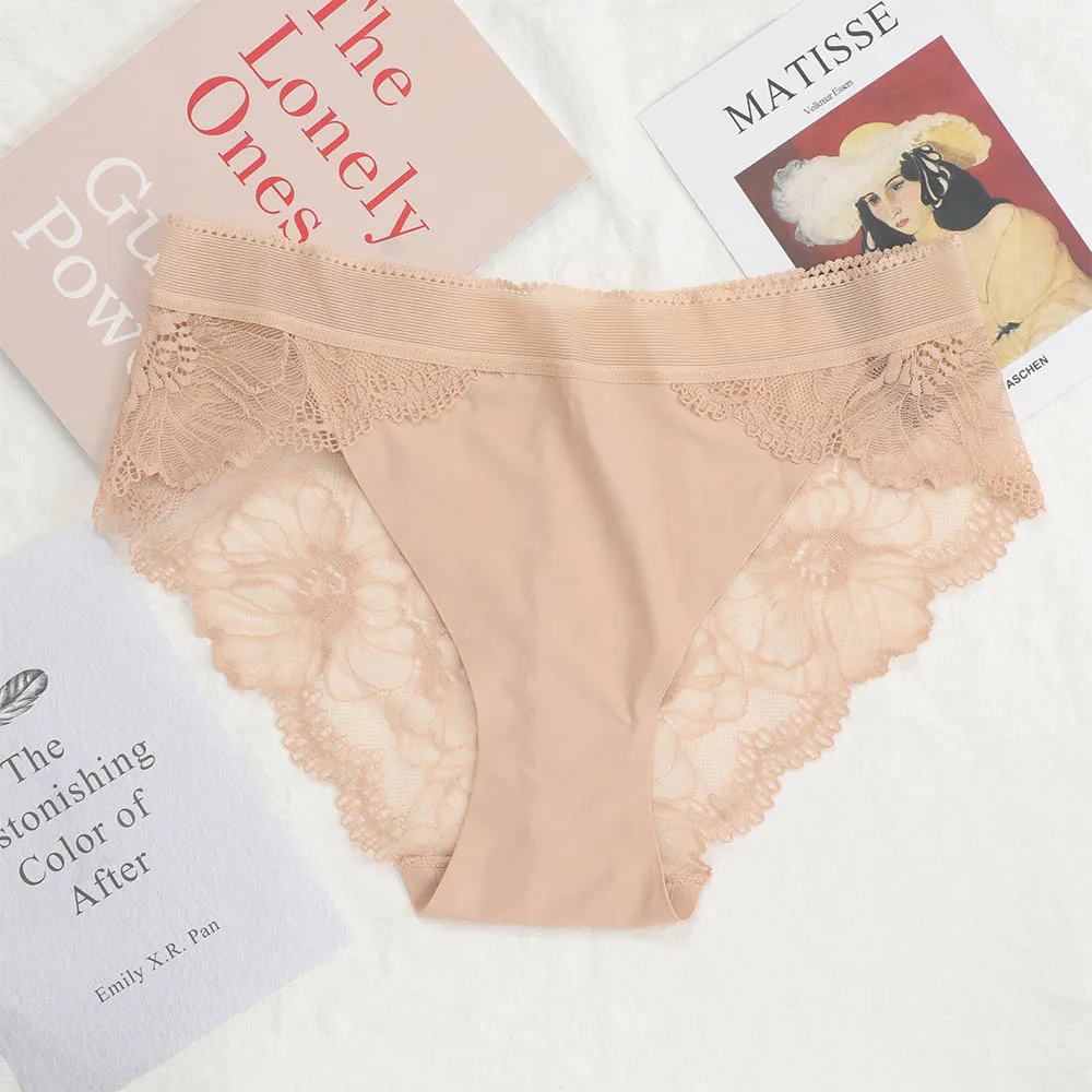 

Ice Silk Briefs Lingerie Hollow-out Breathable Plus Size Lace