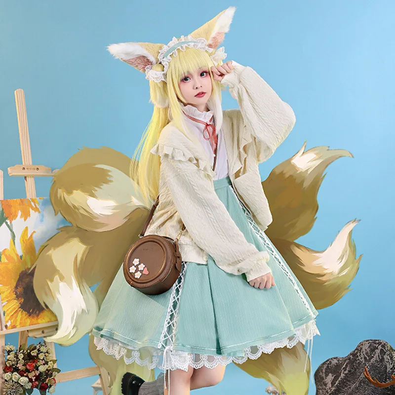 New Arknights Suzuran costume Spring praise Game same clothing light green dress with ears party cosplay