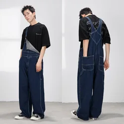 Streetwear Mannen Retro Japanse Mode Bib Rechte Denim Overalls Cargo Jeans Jumpsuit voor Mannen en Vrouwen Volledige Lengte Broek