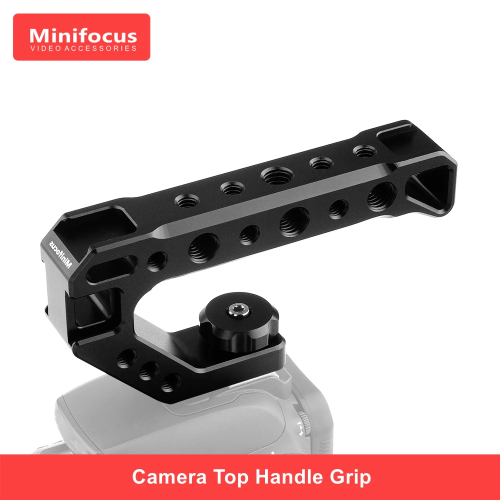 Camera Hot Shoe Top Handle Grip, Universal Video Stabilizing Rig W 4 Cold Shoe for Sony A7III to Mount Microphone Light Monitor