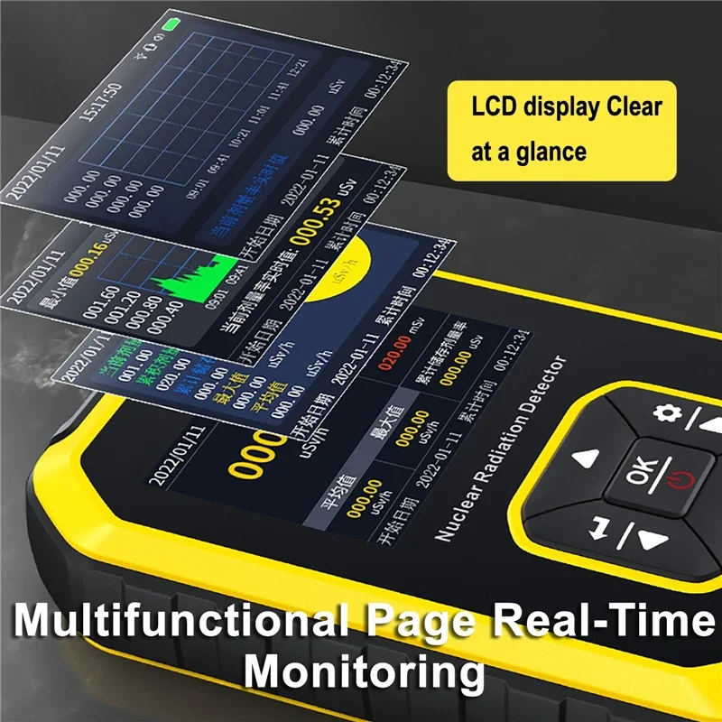 Portable Geiger Counter Nuclear Radiation Detector Personal Dosimeter X-ray γ-ray β-ray Radioactivity Tester Marble Detector