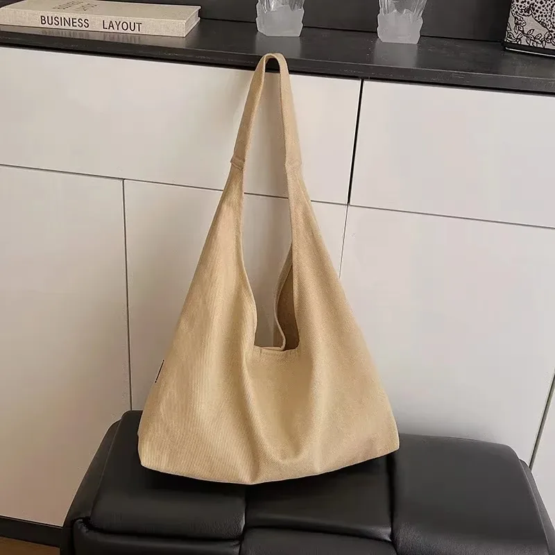 

2025 Spring New High Quality Canvas Shoulder Bags Large Capacity Simple Versatile Commute Solid Color Handbags for Women