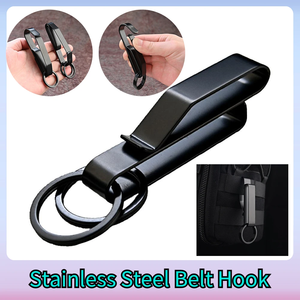 Stainless Steel Belt Hook Carabiner Car Keychain Belt Hanger Bottle Hook Camp Water Holder Tactical Outdoor EDC Buckle Tool