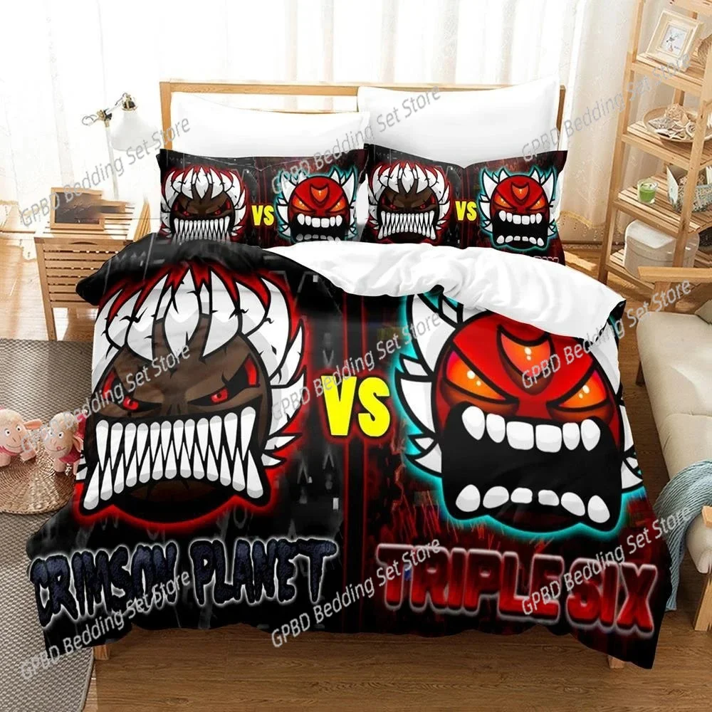 

3D Print Cartoon Game Geometry Dash Bedding Set Duvet Cover Bed Set Quilt Cover Pillowcase Comforter king Queen Size Boys Adult