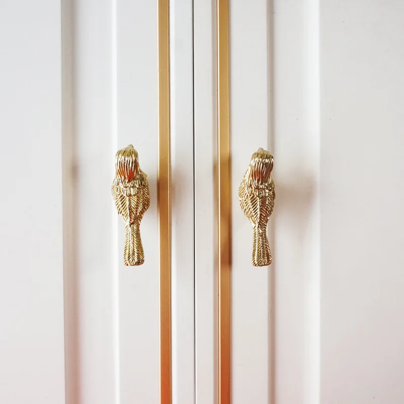 Brass Lucky Bird Single Hole Vintage Furniture Handles Light Luxury Handles for Cabinets and Drawers Home Accessories