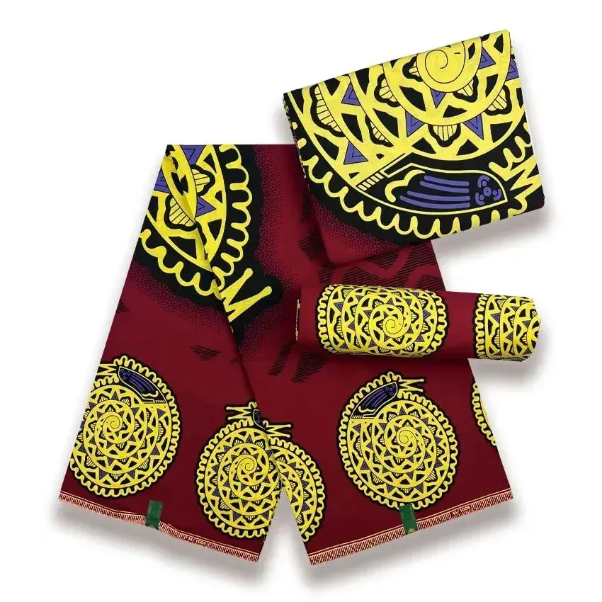 Tela de algodón Original Ankara Super Wax, 6 yardas, telas africanas holandesas para coser vestidos 05W14