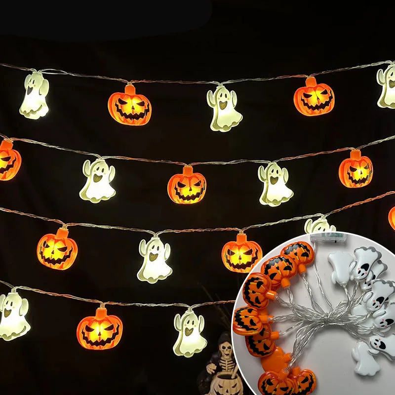 Imagem -05 - Halloween Pumpkin Skull Light String Fantasma Festival Party Lanterna Truque ou Delícia Feliz Dia das Bruxas Decoração Atmosfera 10led 1.5m