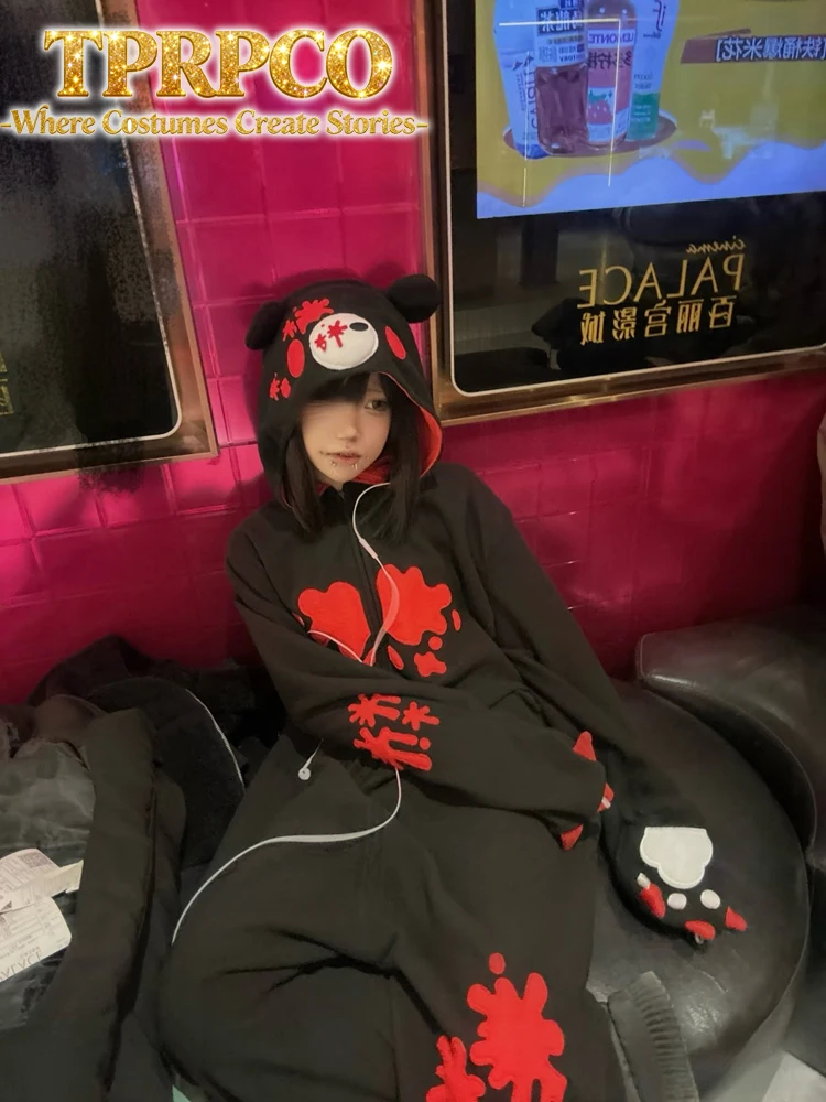 Fleece Onesies For Adults Men Women One-Piece Fancy Suits Cartoon Animal Cosplay Costume Party Gloomy Bear Kigurumi Pajamas