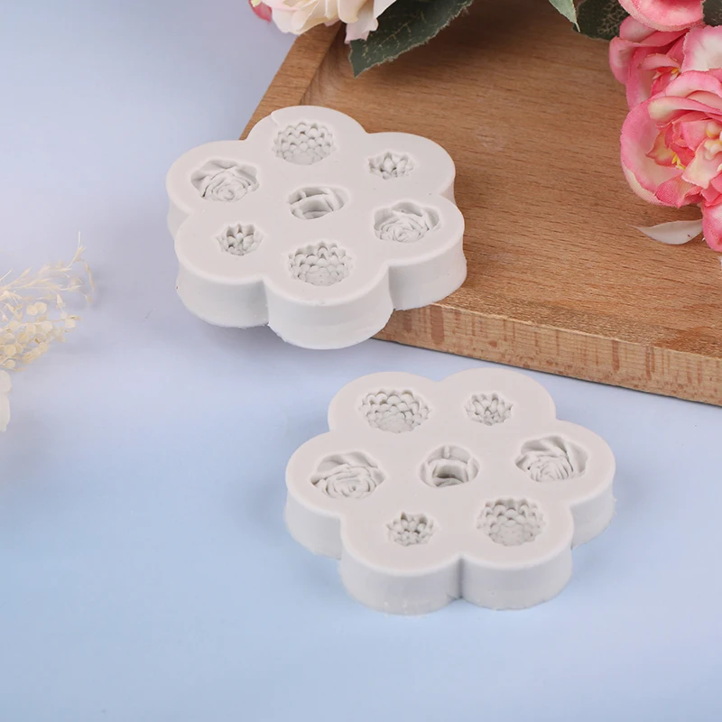 7 In 1 fiore rosa peonia stampo In Silicone fiore fai da te Aroma candela gesso ornamenti gesso stampo sapone fatto a mano