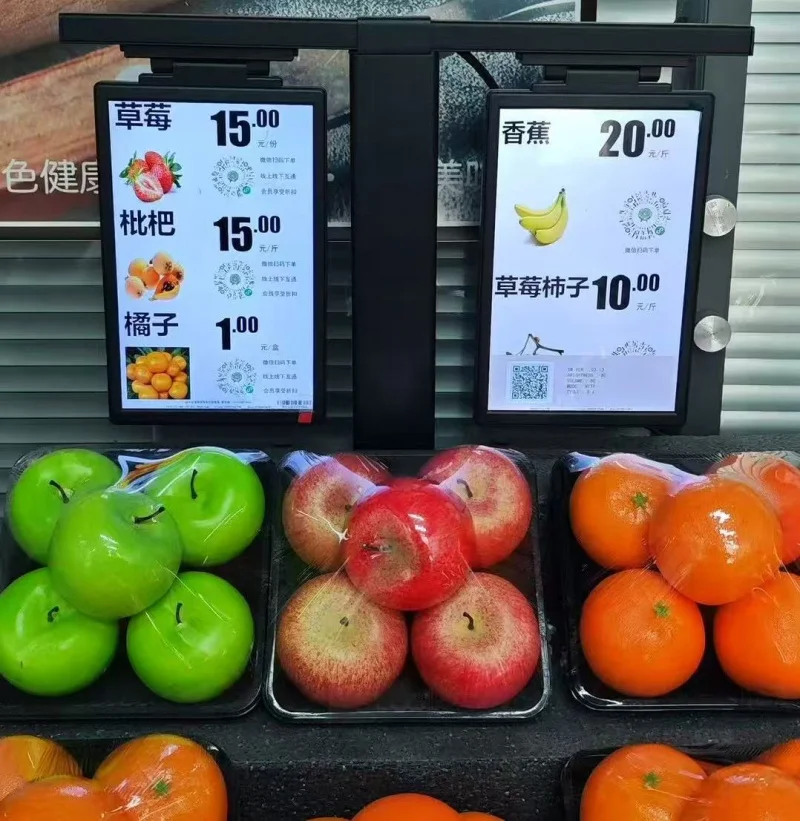 ป้ายราคาอิเล็กทรอนิกส์ขนาด 10.1 นิ้ว แบบด้านเดียวหรือสองด้าน สำหรับโฆษณาในซูเปอร์มาร์เก็ตและร้านอาหาร
