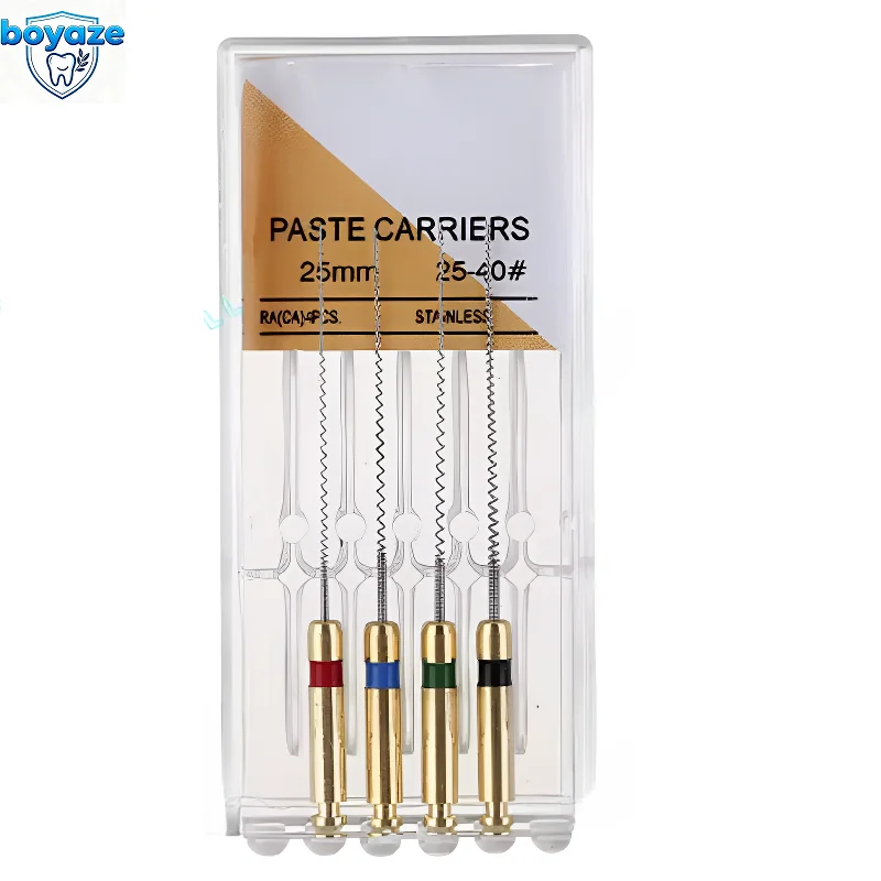 10Packs  4pcs/Box Dental Lentulo Paste Carriers Endodontic Reamers Drill Burs Endo Files Dentist Materials Instrument