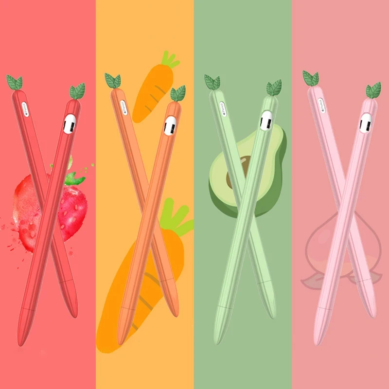 Niedliche pflanzliche Silikonhülle für Apple Pencil 1. und 2. Generation Schutzhülle Skin Cover Stiftetui für iPad Pencil 2 1 Fudan