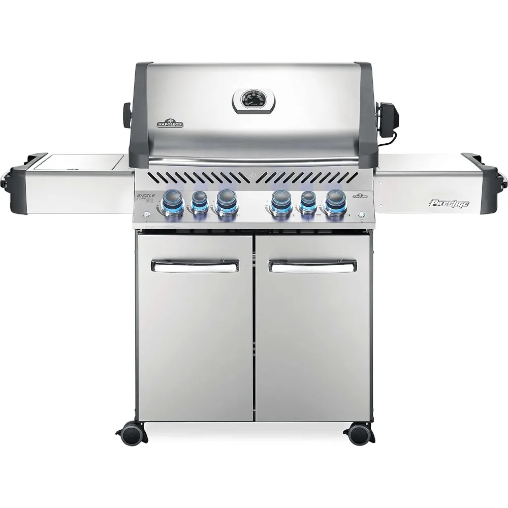 

Propane Gas Grill, sq. in + Infrared Side and Rear Burner, Stainless Steel