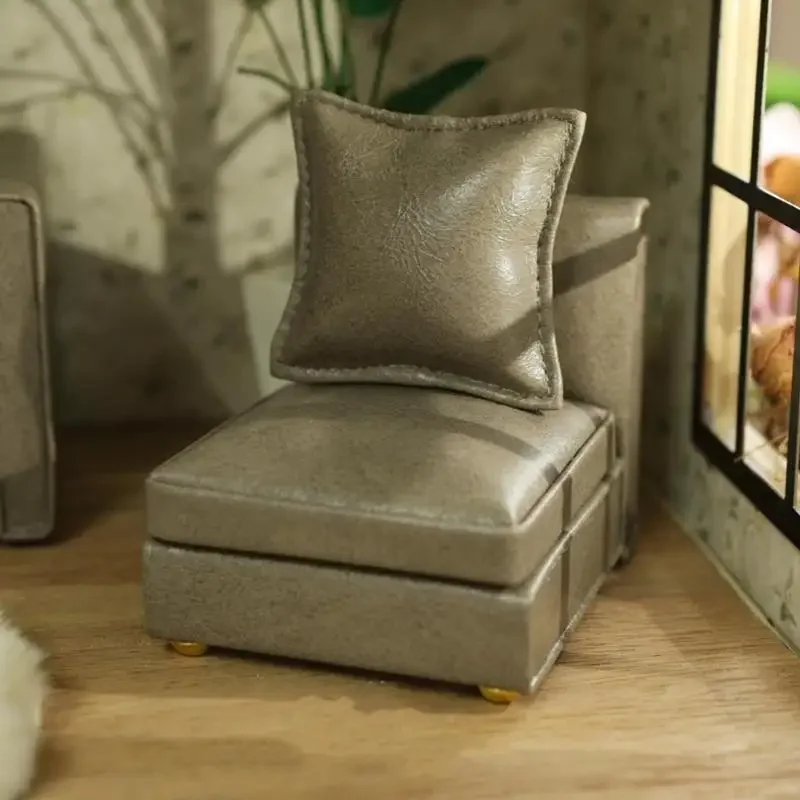 Bộ Ghế Sofa Phòng Khách Tỉ Lệ 1/12 Đế Gỗ Vải Bao Phủ Đồ Nội Thất Mini Cho Nhà Búp Bê Phụ Kiện Và Sưu Tầm 15UB