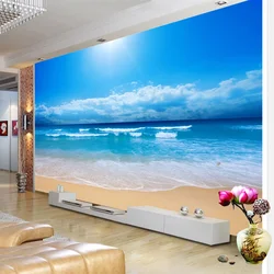 Papier peint photo 3D personnalisé, peinture murale vue sur la mer, salon, canapé, chambre à coucher, fond TV, phare de mer, peinture murale de plage