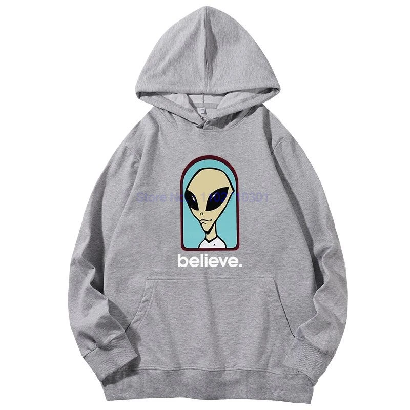 Funny Alien Graphic Hooded Sweatshirts Workshop Believe Speed Way Essentials Cotton Spring Autumn Hoodie Men's Sportswear