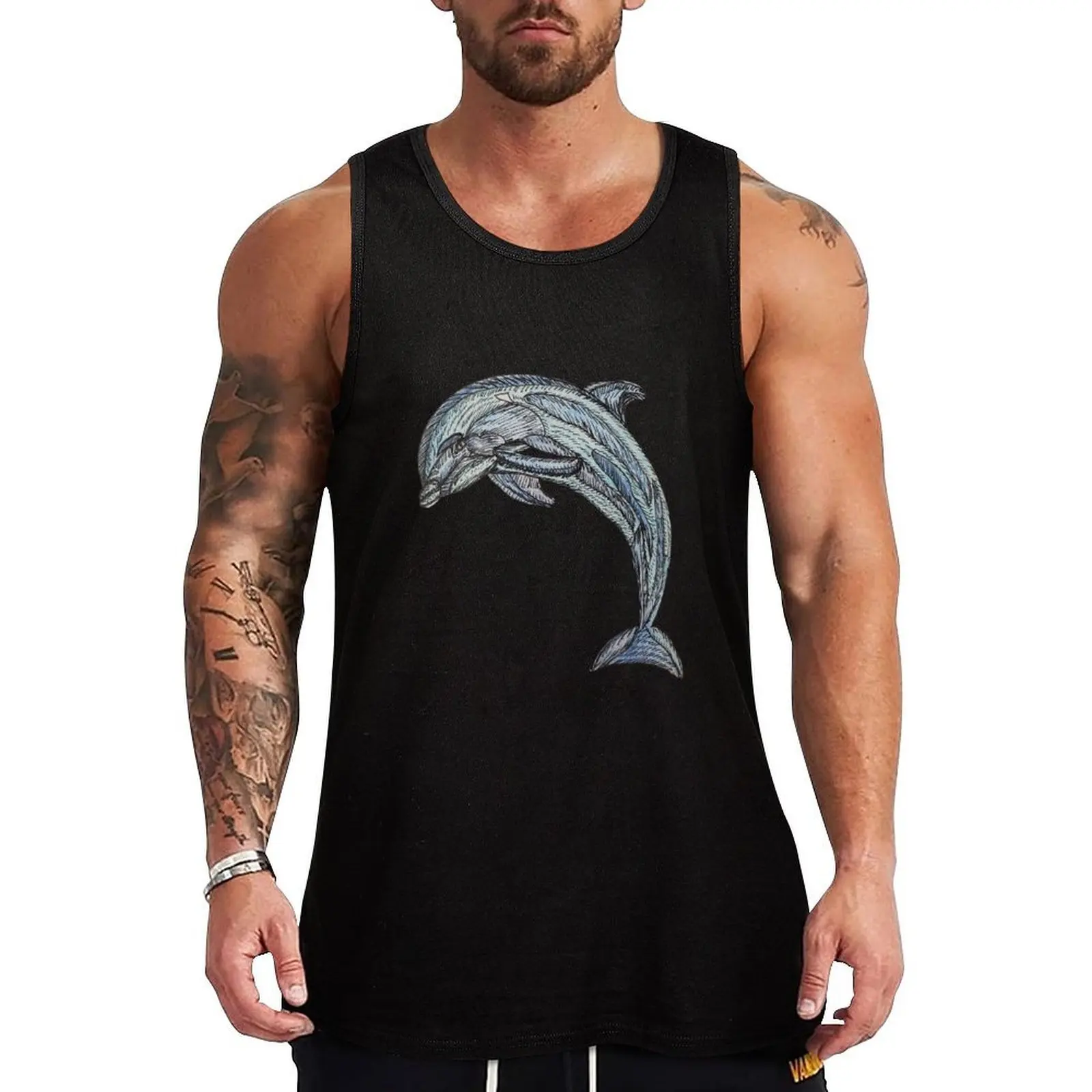 Happy Dolphin Tank Top Casual Summer Tank Top Lightweight Sleeveless Shirt