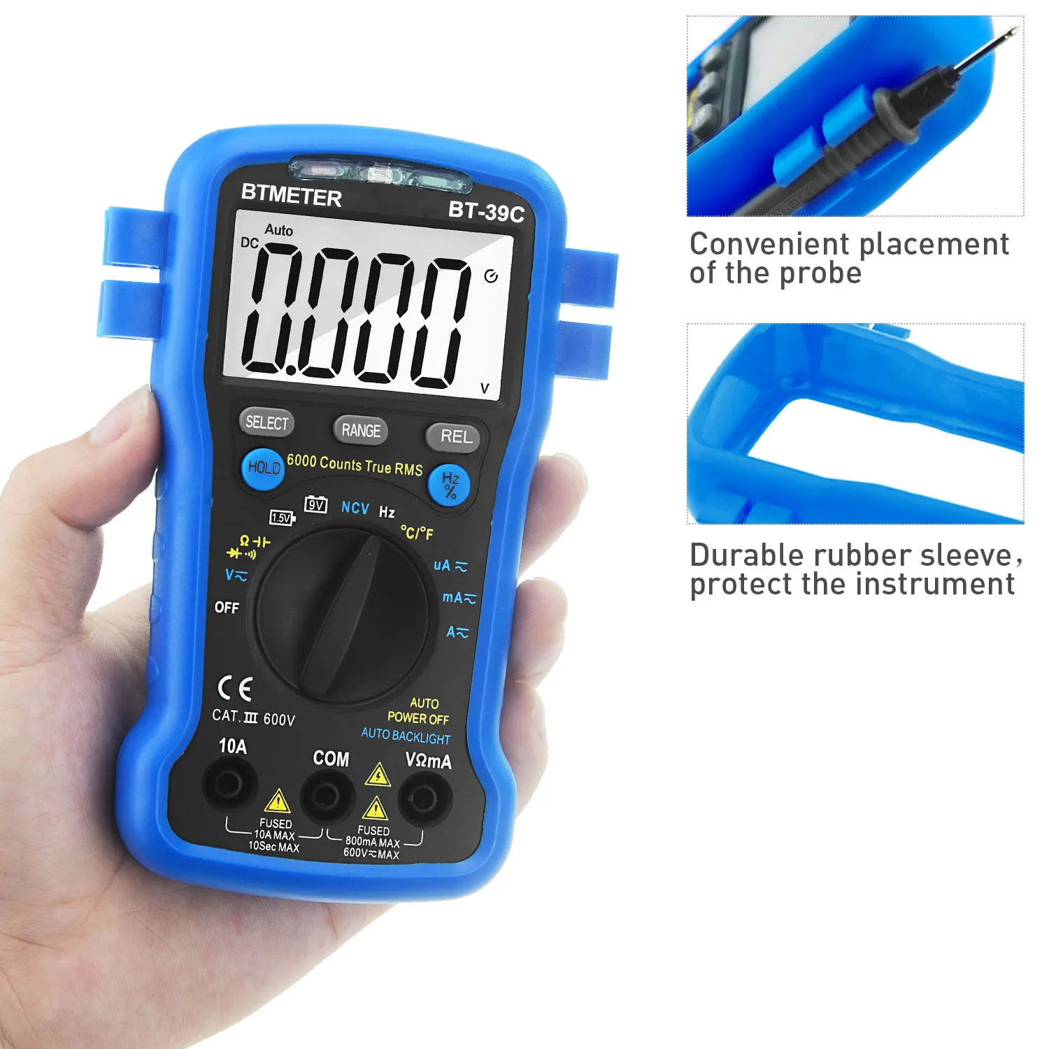 True RMS Digital Multimeter 4000 Counts with Bar Graph Battery Tester Continuity LED for HVAC Automotive Electrical Repair