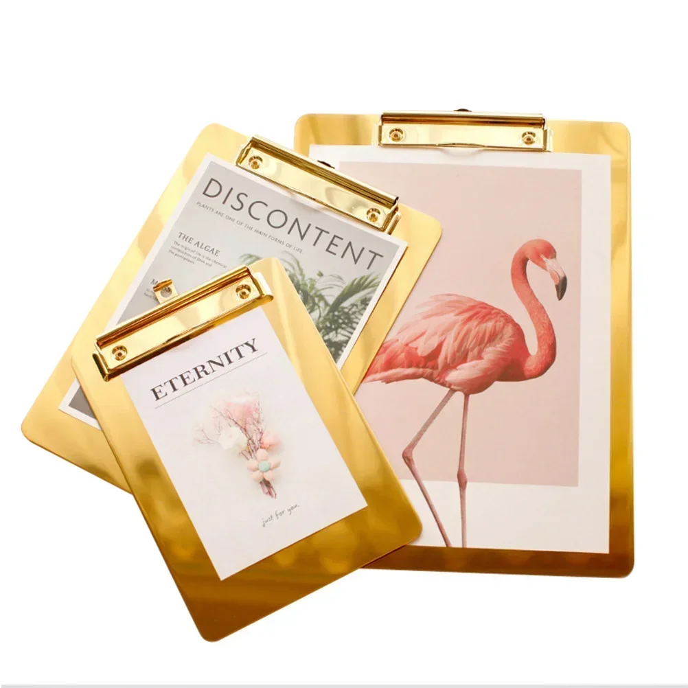 Writing Stainless Home Holder Organizer Pad Memo Office Gold Paper Board Golden File for Clipboard Steel