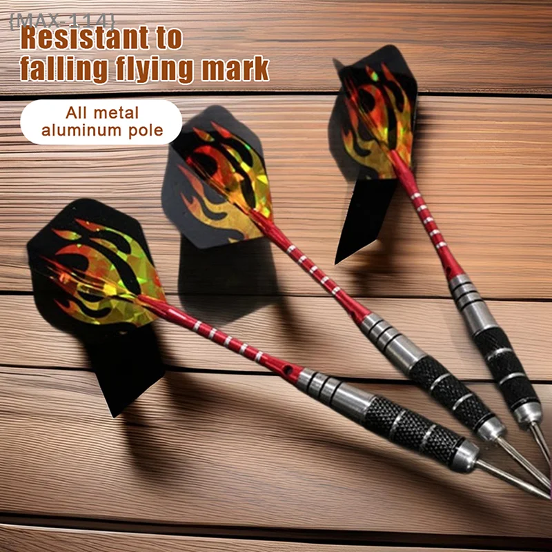 

【MAX114M3】3Pcs 22g Stainless Steel Competition Training Darts - High-Grade Black Aluminum Rod Laser Wing for Entertainment Use