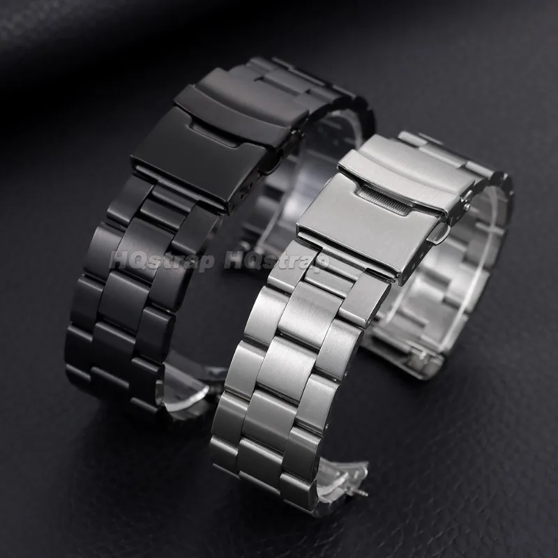 18mm 20mm 22mm 23mm 24mm Curved End Solid Stainless Steel Watch Band High Quality Heavy Duty Metal Replacement Strap for Seiko