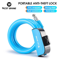 WEST BIKING Bicycle Cable Lock Outdoor Cycling Anti-theft Lock With Keys Mount Steel Wire Security MTB Scooter Bike Accessories