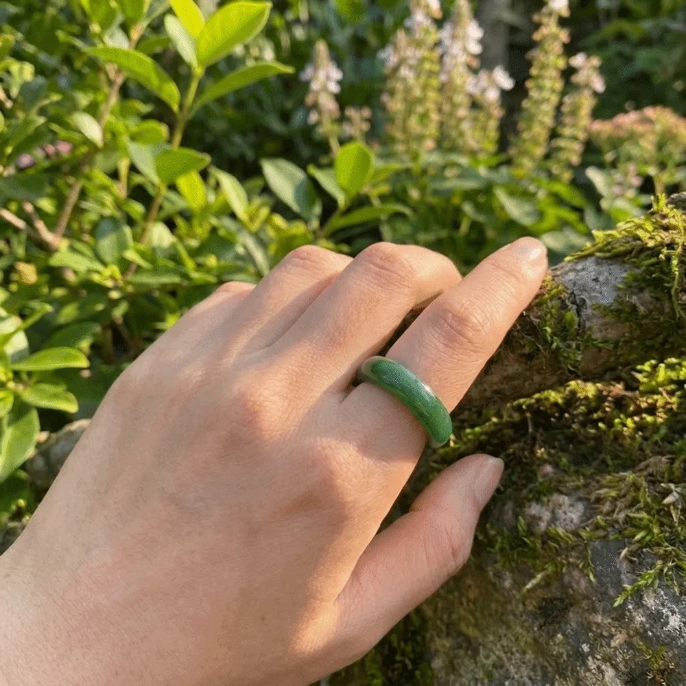Daily Elegant Crystal Stone Band Rings Natural Crystal Obsidian Stone Minimalist Ring All-match Solid Design Jewelry Gift