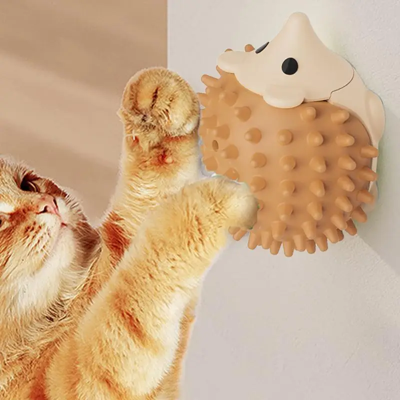 Catnip Cat Toy Ball Hedgehog Shaped Cat Wall Brush Catnip Toy Cat Rubbing Post Cat Energy Ball For Cat Kitten Playing Licking