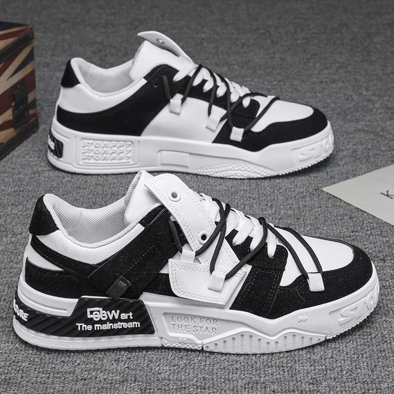 

Casual Summer Men's Shoes Trendy Versatile Thick Bottom Panda Design Sports Sneakers Breathable round Toe Rubber Outsole
