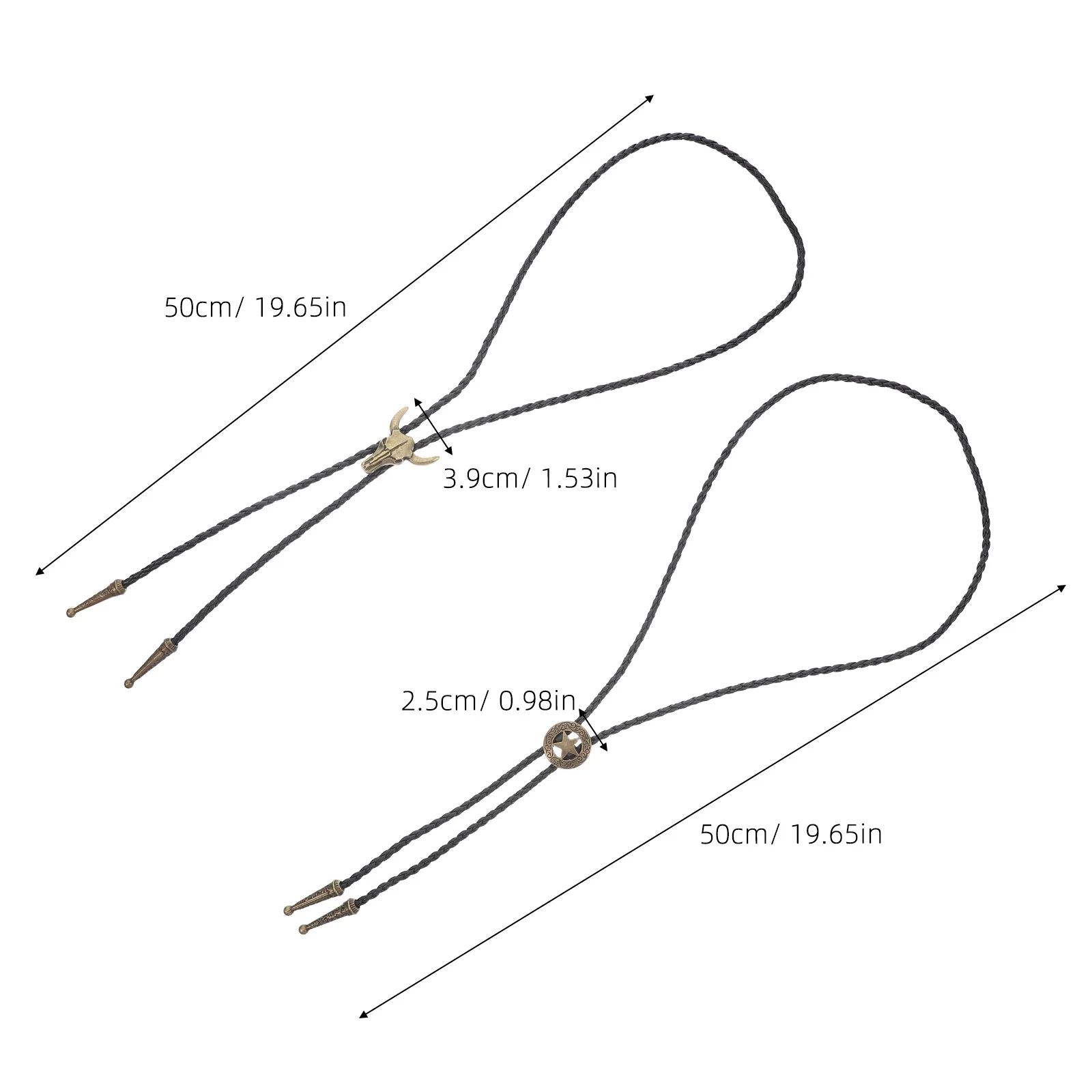 2Pcs Western Cowboy Neck Tie Ox Skull Pendant Retro Bolo Tie Men Vintage Western Costume Accessories Mens Ox Skull Necklace