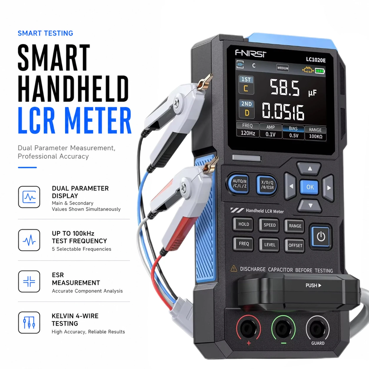 

Digital LCR Meter, Data Cable Bridge Handheld Tester, ESR/Capacitance/Inductance/Resistance/Component/Kelvin/Tester Tool
