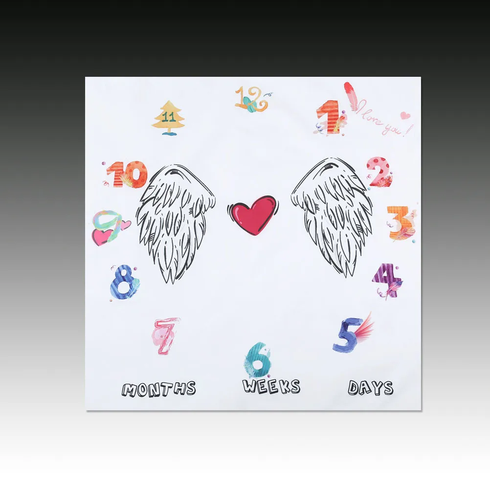 

Baby Monthly Blanket Newborn Soft Polyester Cotton Baby Wing Personalized Photo Props Growing Photography Backdrop