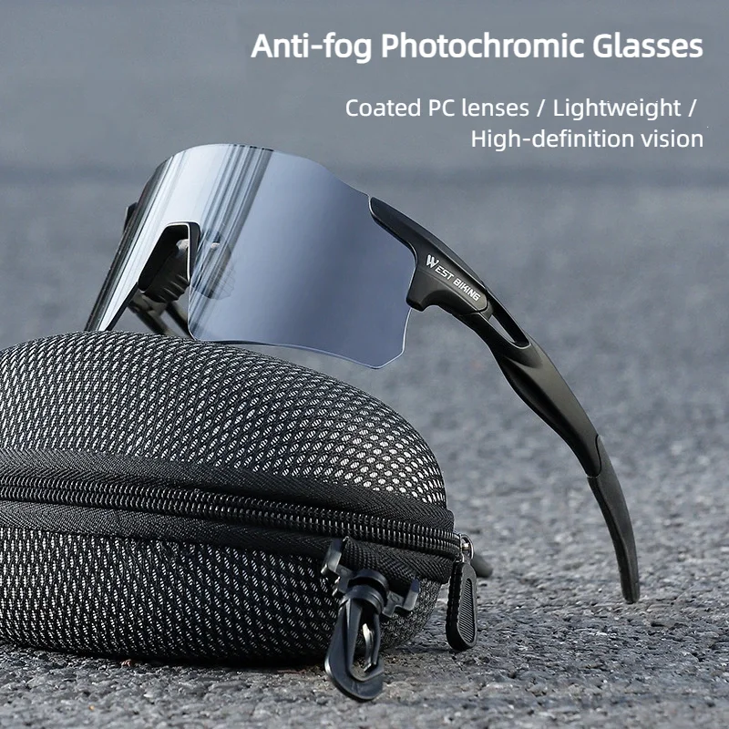

Photochromic Cycling Glasses Anti-fog Windproof Sport Sunglasses Portable HD Bicycle Goggles For Riding Hiking Running
