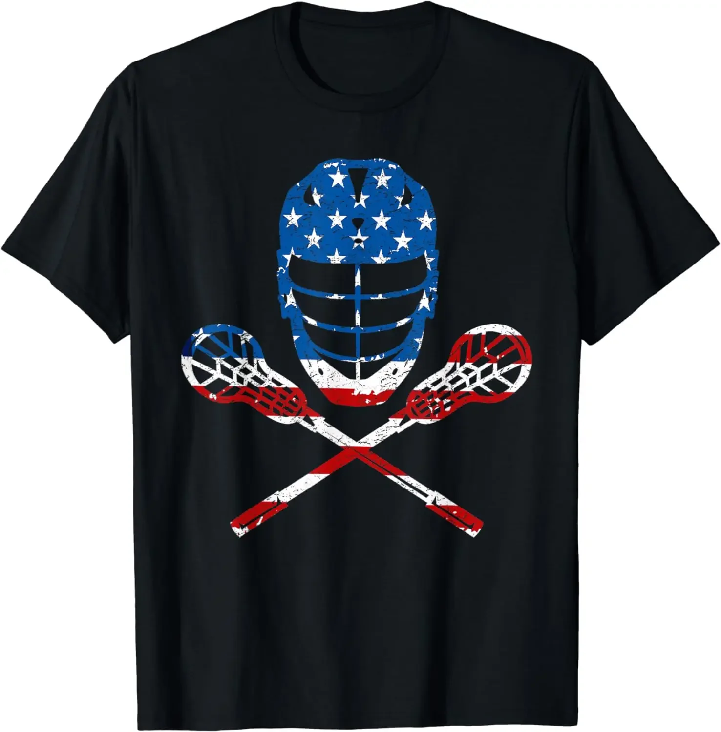 Lacrosse American Flag Lax Helmet Sticks 4th Of July Gifts T-Shirt