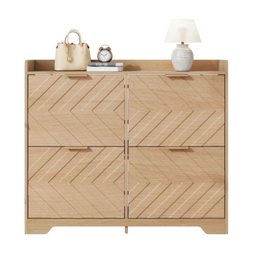 Moderne schoenenkast met 4 opklapbare compartimenten, bovenste opbergplank, grote capaciteit, schoenenopbergorganizer voor entree/hal