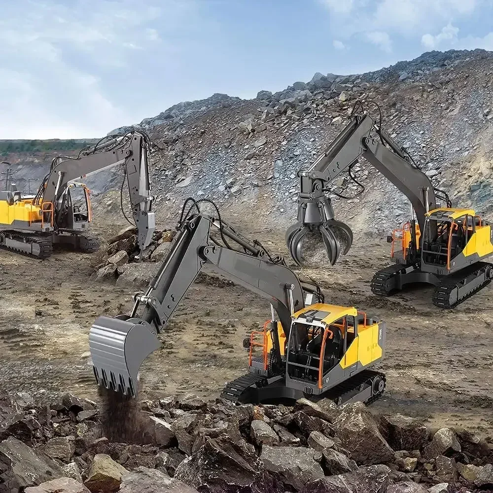 DOUBLE E E568 RC pelle 3 en 1 1:16 alliage pelle camion Construction ingénierie véhicule télécommande voiture enfant cadeau de noël