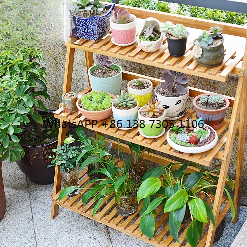 

Folding flower stand household floor-to-ceiling flower stand balcony living room indoor flower pot plant stand against the wall