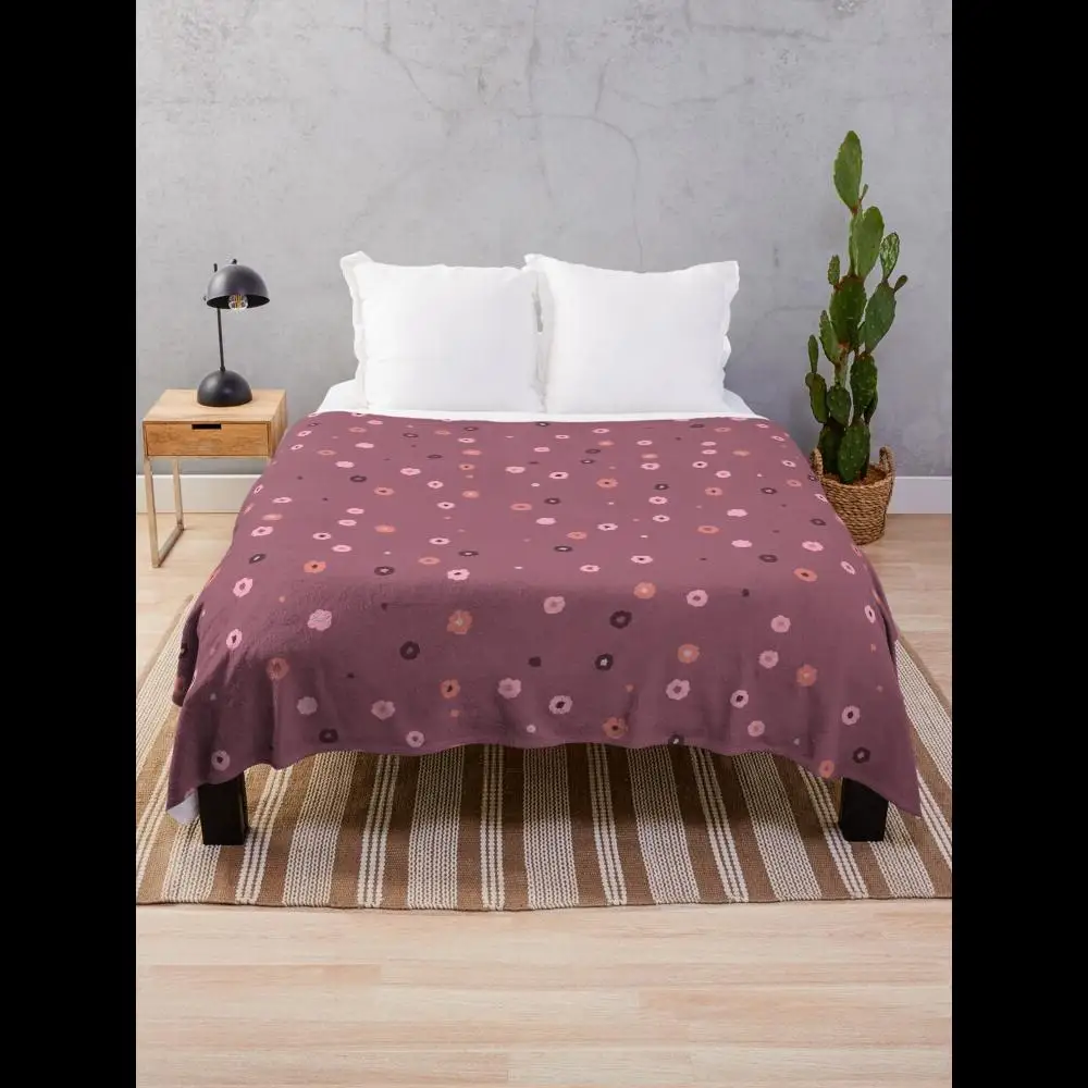 

Pattern Prints Small Pink Flowers Throw Blanket for Sofa Bed Couch Soft Lightweight Floral Design Cozy Blanket