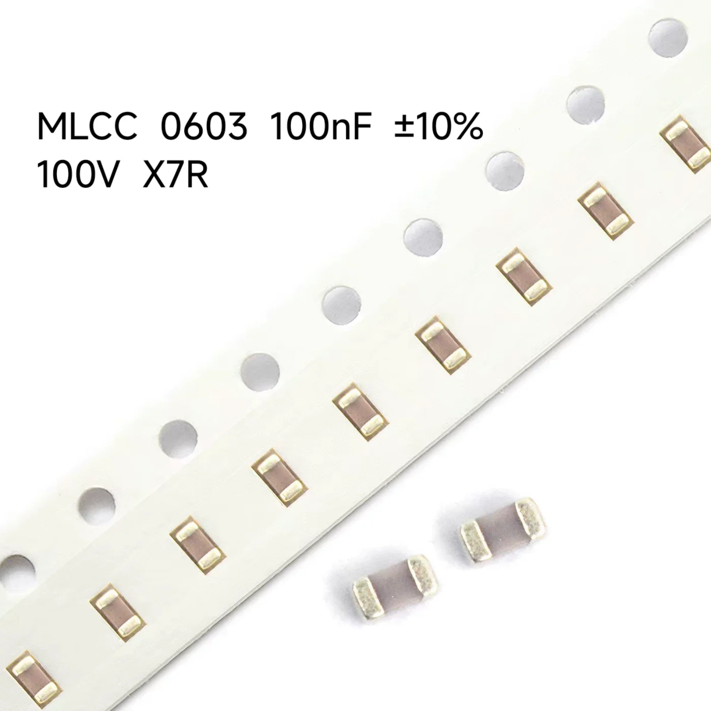 100pcs Chip Ceramic Capacitor MLCC 0603  100nF  ±10%  100V  X7R Brand New Original Genuine Product
