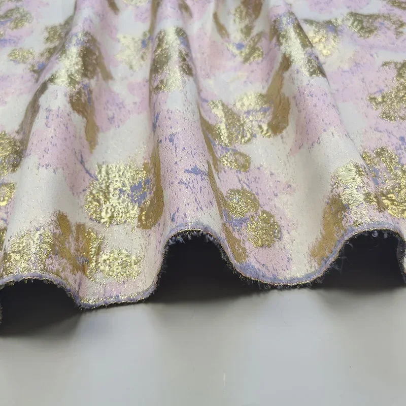 European American Jacquard Fabric Fashion Fragrant Gold Thread Dress Luxurious Windbreaker Large Swing Skirt Brocade Show