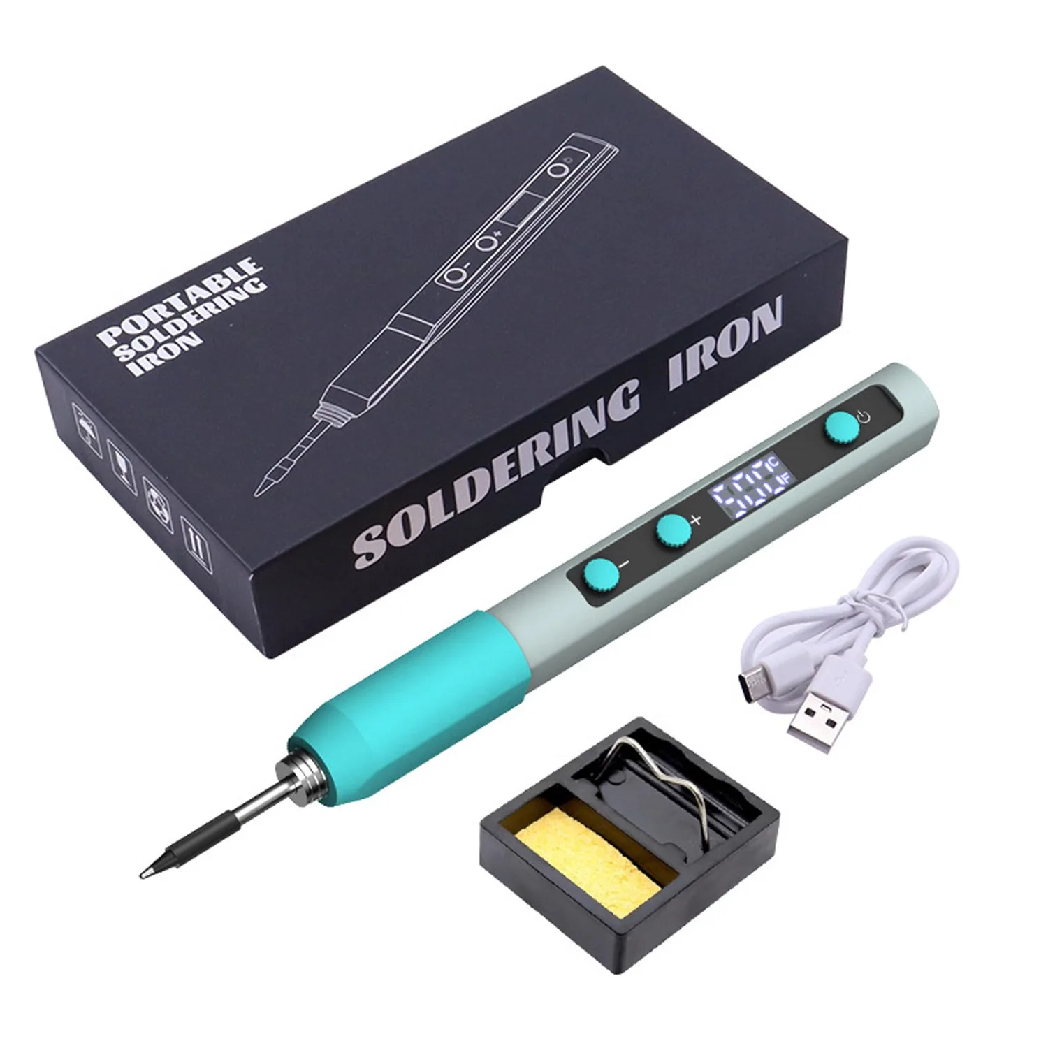 12W KSD-153 Digital Soldering Iron Type-C USB 5V Adjustable Temp 200-500℃ LED Display ℃/℉ Memory Function Welding Repair Tool