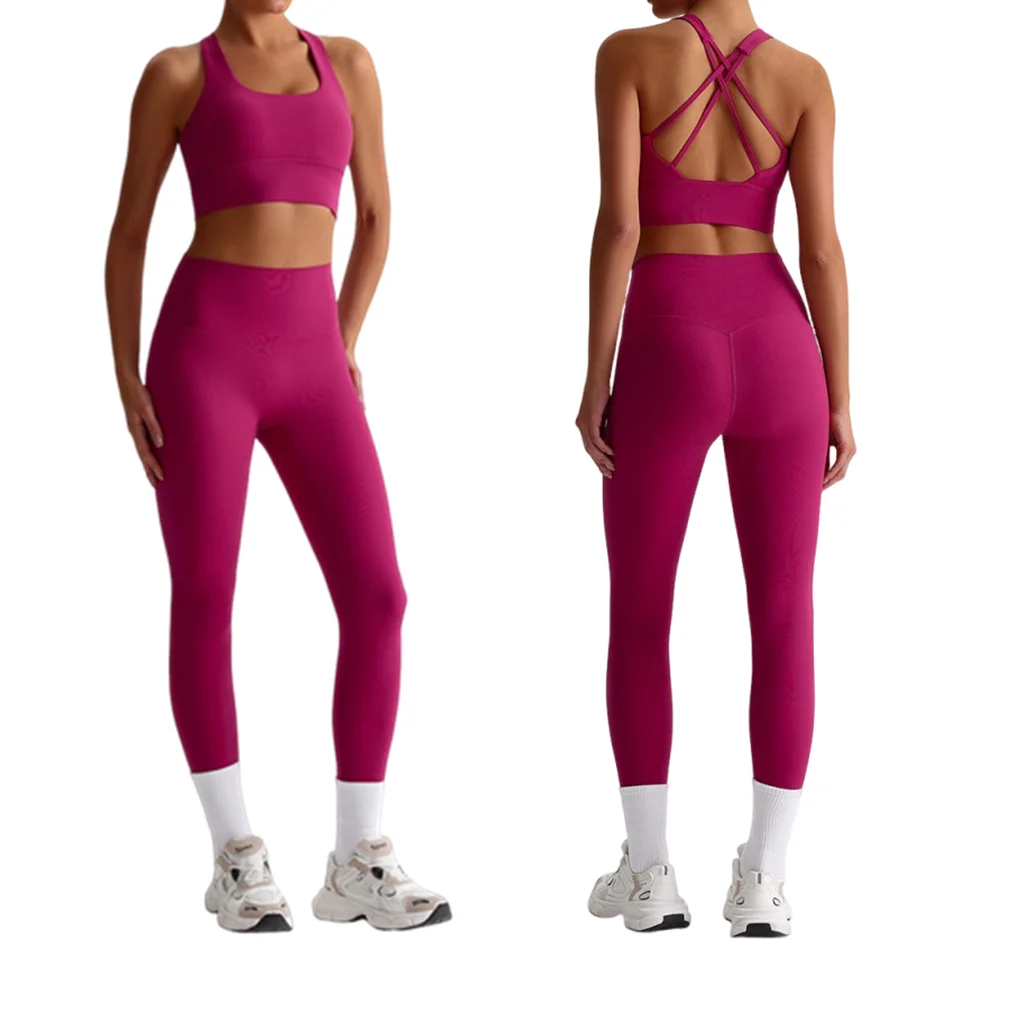 

Lemon Women Seamless Yoga Set Quick-Dry Naked Feel Backless Sports Bra Booty-Lifting Leggings Gym Running Fitness Workout Outfit